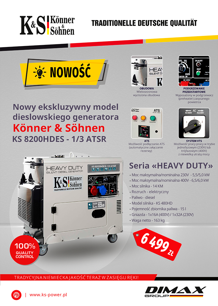 New exclusive model of diesel generator KS 8200HDES - 1/3 ATSR. Series «HEAVY DUTY»