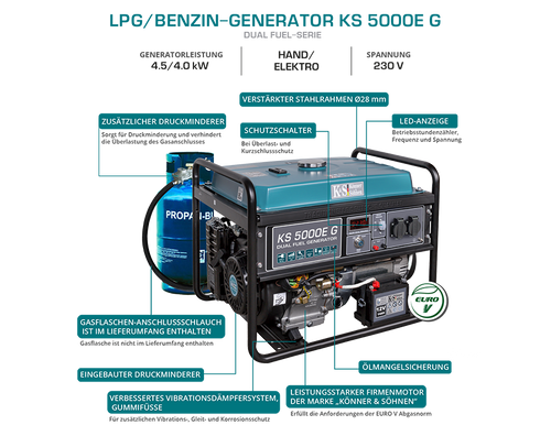 Generator LPG/Benzyna „Könner & Söhnen” KS 5000E G